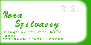 nora szilvassy business card